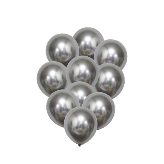 Beauty Home 10 Μπαλόνια Μεταλλικό Ασημί Ø30cm