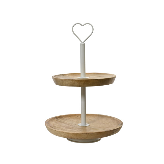 Beauty Home Διώροφη Ταρτιέρα από Ξύλο Μάνγκο 25 x 37 cm
