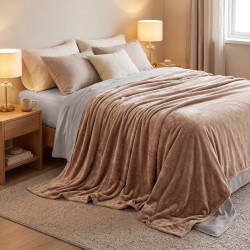 Beauty Home Κουβέρτα μονή Velora Art 12550 100% polyester super soft 550gsm 160x220 Άμμου