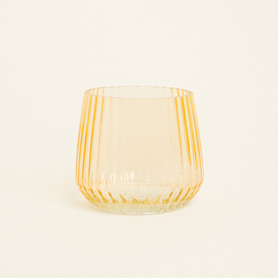 Beauty Home Κηροπήγιο Γυάλινο Ριγέ 11 x 9 cm Κίτρινο Beauty Home Κηροπήγιο Γυάλινο Ριγέ 11 x 9 cm Κίτρινο