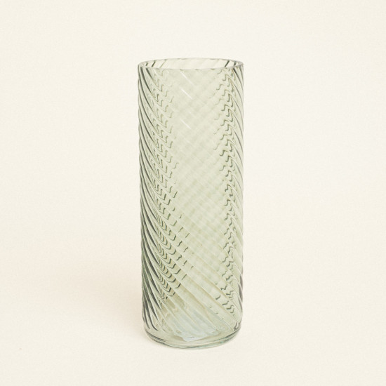 Beauty Home Γυάλινο Βάζο με Εφέ Στροβιλισμού 10cm x 26.5cm  Πράσινο