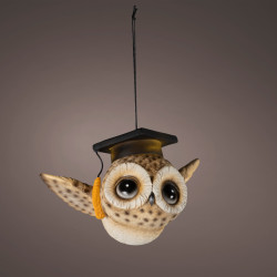 Beauty Home Φωτιζόμενη Κρεμαστή Κουκουβάγια LED Polyresin Καφέ 16 cm