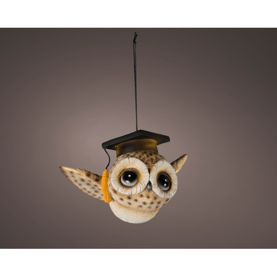 Beauty Home Φωτιζόμενη Κρεμαστή Κουκουβάγια LED Polyresin Καφέ 16 cm