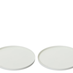 Beauty Home Σετ 2 Στρογγυλοί Μεταλλικοί Διακοσμητικοί Δίσκοι Λευκοί Ø35 cm