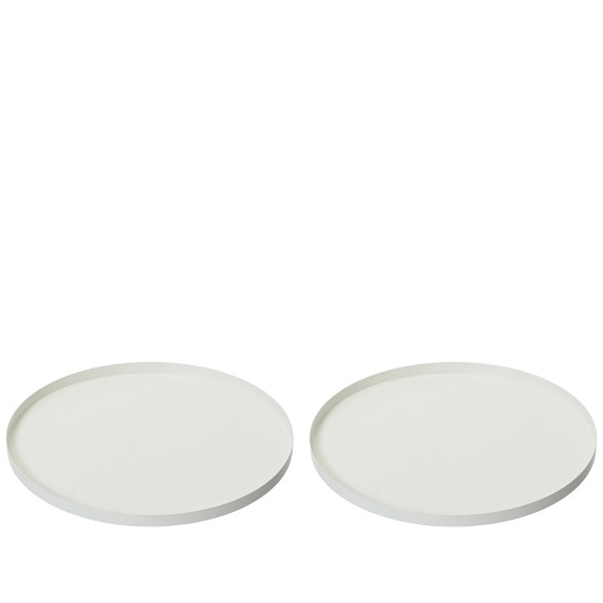 Beauty Home Σετ 2 Στρογγυλοί Μεταλλικοί Διακοσμητικοί Δίσκοι Λευκοί Ø35 cm