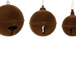 Beauty Home Σετ 3 Κρεμαστά Μεταλλικά Κουδούνια Flock Καφέ Ø24,5 x 26 cm