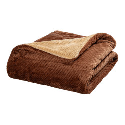 Beauty Home Κουβέρτα υπέρδιπλη διπλής όψεως Art 11601 Jacquard fleece 700gsm Fiesta Plus 220x240 Καφέ,Μπεζ
