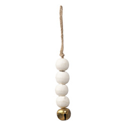 Beauty Home Ξύλινο Στολίδι με Χάντρα Λευκό 13 cm