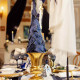 Beauty Home Χριστουγεννιάτικο Διακοσμητικό Δέντρο Βελούδινο Μπλε Σκούρο με Χρυσό Glitter Ø13 x 36,5 cm