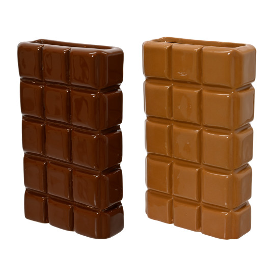 Beauty Home Διακοσμητικό Βάζο Κεραμικό Σοκολάτα Gingerbread 2 Χρώματα – Τυχαία Επιλογή 10 x 4 x 16 cm