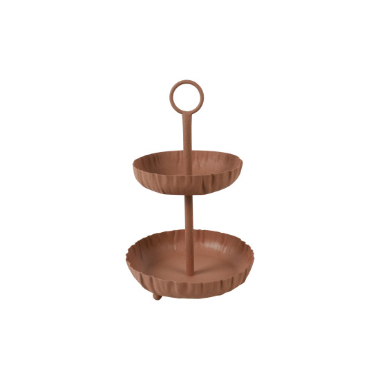 Beauty Home Δίσκος 2όροφος μεταλλικός terracotta 25x40cm