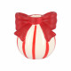 Beauty Home Κεραμικό Κηροπήγιο με Φιόγκο Ριγέ Κόκκινο / Λευκό 9,5 x 9 x 8,5 cm