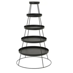 Beauty Home Μεταλλική Μαύρη Βάση 5 Επιπέδων 70 x 70 x 124 cm