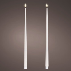 Beauty Home Κερί LED Δείπνου με Ρεαλιστική Φλόγα Λευκό Σετ 2 Τεμαχίων Ø2,2 x 42,5 cm