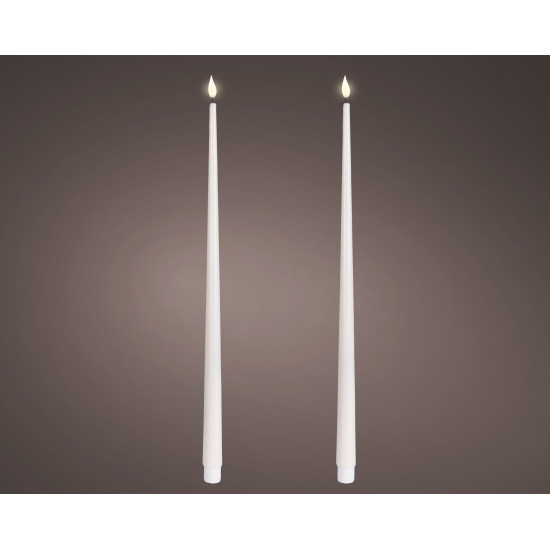 Beauty Home Κερί LED Δείπνου με Ρεαλιστική Φλόγα Λευκό Σετ 2 Τεμαχίων Ø2,2 x 42,5 cm