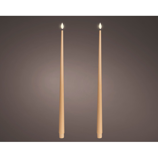 Beauty Home Κερί LED με Ρεαλιστική Φλόγα Καφέ Σετ 2 Τεμ. Ø2,2 x 42,5 cm