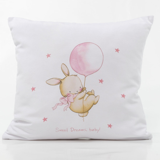 Μαξιλάρι Διακοσμητικό Printed Sweet Dreams Baby Λευκό-Ροζ Λευκό-Ροζ  1τεμ.