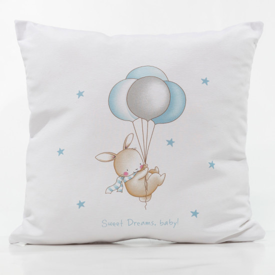 Μαξιλάρι Διακοσμητικό Printed Sweet Dreams Baby Λευκό-Σιέλ Λευκό-Σιέλ  1τεμ.