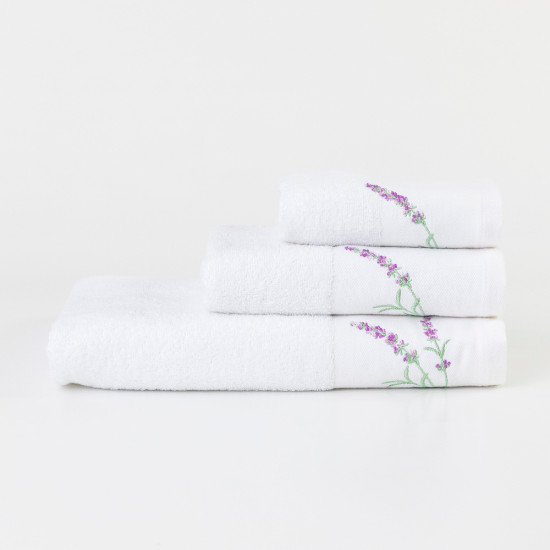 Πετσέτες Σετ 3ΤΜΧ Lavender Λευκό  1τεμ.
