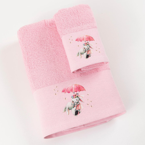 Πετσέτες Σετ 2ΤΜΧ Umbrella Ροζ  1τεμ.