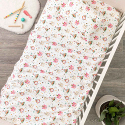 Σεντόνια Κούνιας Φανελένιο Σετ Indian Bear Ροζ Ροζ  1τεμ.