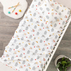 Σεντόνια Κούνιας Φανελένιο Σετ Rainbow Γκρι Γκρι  1τεμ.