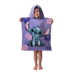 Παιδικό Πόντσο Βαμβακερό Βελούδινο Stitch 320gsm Ροζ  1τεμ.