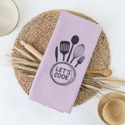 Ποτηρόπανα Κουζίνας Waffle Let's Cook Λιλά  6τεμ.
