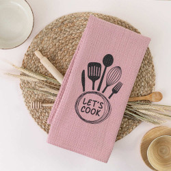 Ποτηρόπανα Κουζίνας Waffle Let's Cook Ροζέ   6τεμ.