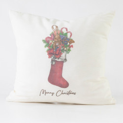 Μαξιλάρι Διακοσμητικό Χριστουγεννιάτικο Printed Σχέδιο 129 Εκρού  1τεμ.