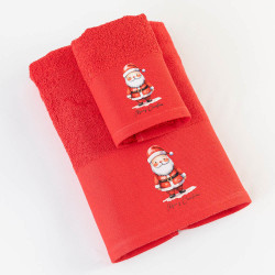 Πετσέτες Χριστουγεννιάτικες Σετ 2ΤΜΧ Άγιος Βασίλης Κόκκινο Κόκκινο  1τεμ.