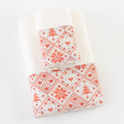 Πετσέτες Χριστουγεννιάτικες Σετ 2ΤΜΧ Feliz Εκρού Εκρού  1τεμ.