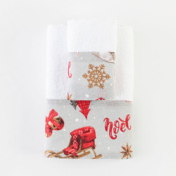 Πετσέτες Χριστουγεννιάτικες Σετ 2ΤΜΧ Noel Λευκό  1τεμ.
