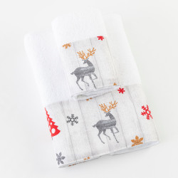 Πετσέτες Χριστουγεννιάτικες Σετ 2ΤΜΧ Nordic Λευκό  1τεμ.