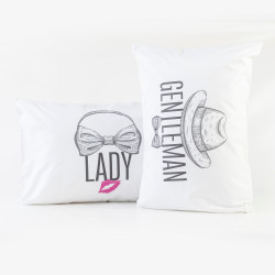 Ζεύγος Μαξιλαροθήκες Ladies&Gentlemen Λευκό  1τεμ.