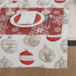 Τραπεζομάντηλο Χριστουγεννιάτικο Merry Christmas Εκρού  1τεμ.