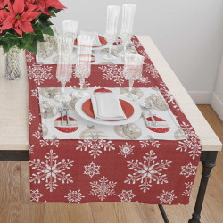 Τραβέρσα Χριστουγεννιάτικη Χιονονιφάδα Κόκκινο  1τεμ.