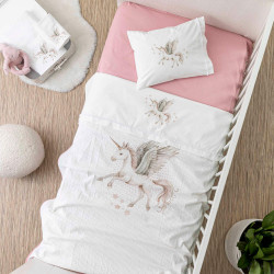 Κουβέρτα Πικέ Κούνιας Emeralda Λευκό-Λευκό-Ροζέ   1τεμ.