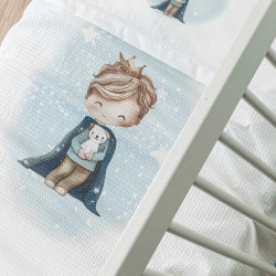 Κουβέρτα Πικέ Κούνιας Little King Λευκό-Πετρόλ  1τεμ. Κουβέρτα Πικέ Κούνιας Little King Λευκό-Πετρόλ  1τεμ.