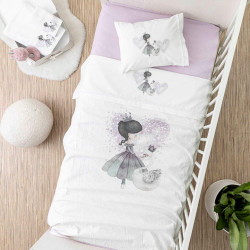 Σεντόνια Κούνιας Σετ Odette Λευκό-Λιλά  1τεμ.