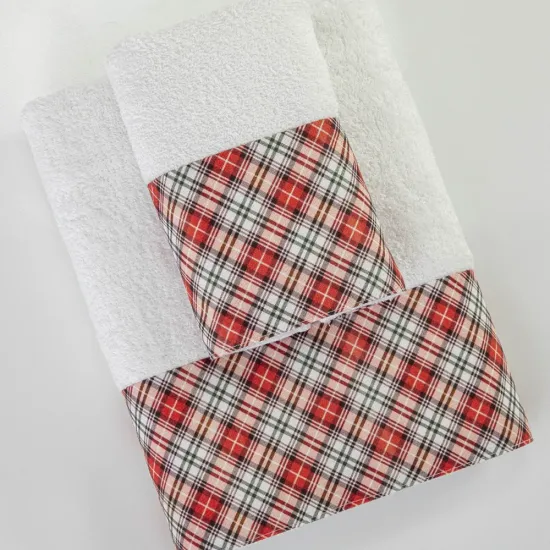 Πετσέτες Χριστουγεννιάτικες Σετ 2ΤΜΧ Tartan Λευκό  1τεμ.
