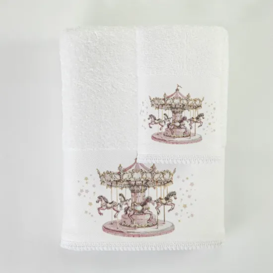 Πετσέτες Σετ 2ΤΜΧ Carousel Λευκό-Ροζ Λευκό-Ροζ 1τεμ. Πετσέτες Σετ 2ΤΜΧ Carousel Λευκό-Ροζ Λευκό-Ροζ 1τεμ.