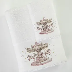 Πετσέτες Σετ 2ΤΜΧ Carousel Λευκό-Ροζ Λευκό-Ροζ 1τεμ. Πετσέτες Σετ 2ΤΜΧ Carousel Λευκό-Ροζ Λευκό-Ροζ 1τεμ.