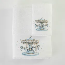 Πετσέτες Σετ 2ΤΜΧ Carousel Λευκό-Σιέλ Λευκό-Σιέλ  1τεμ.