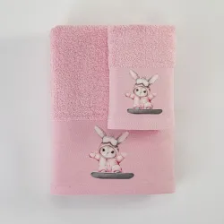 Πετσέτες Σετ 2ΤΜΧ Snowboard Ροζ Ροζ 1τεμ. Πετσέτες Σετ 2ΤΜΧ Snowboard Ροζ Ροζ 1τεμ.