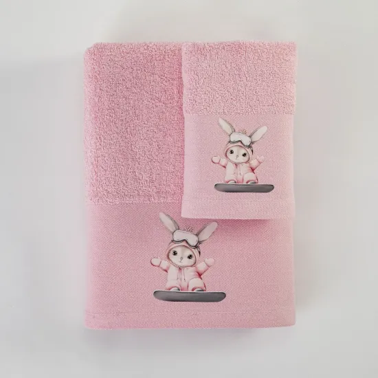 Πετσέτες Σετ 2ΤΜΧ Snowboard Ροζ Ροζ  1τεμ.