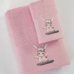 Πετσέτες Σετ 2ΤΜΧ Snowboard Ροζ Ροζ  1τεμ.