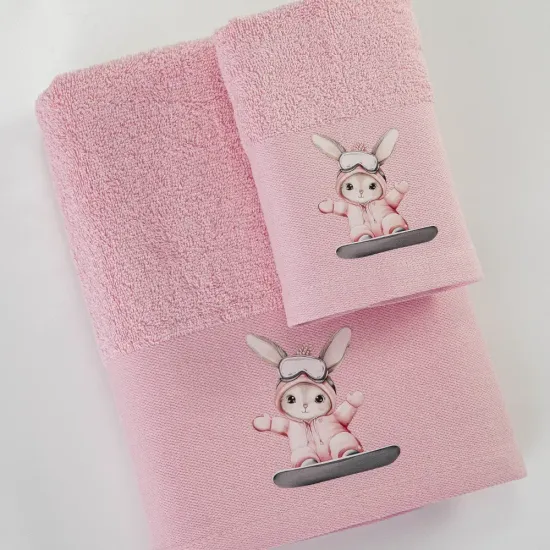 Πετσέτες Σετ 2ΤΜΧ Snowboard Ροζ Ροζ 1τεμ. Πετσέτες Σετ 2ΤΜΧ Snowboard Ροζ Ροζ 1τεμ.