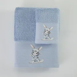 Πετσέτες Σετ 2ΤΜΧ Snowboard Σιέλ Σιέλ 1τεμ. Πετσέτες Σετ 2ΤΜΧ Snowboard Σιέλ Σιέλ 1τεμ.