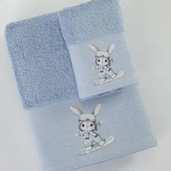 Πετσέτες Σετ 2ΤΜΧ Snowboard Σιέλ Σιέλ  1τεμ.